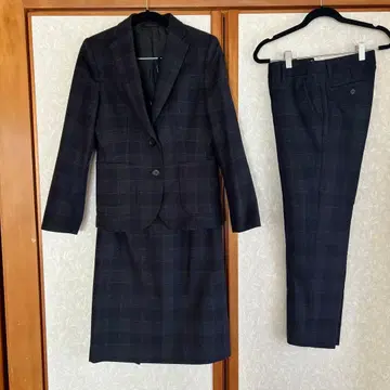 [ 겨울 사양 ] 다크 네이비 체크 무늬 수트 셋업 상하의