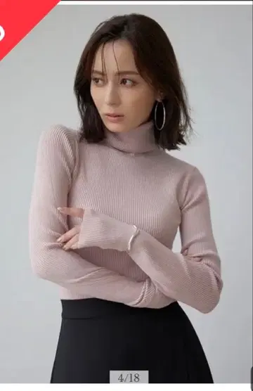 anuans 핑크 캐시미어 블렌드 핏 리브 터틀