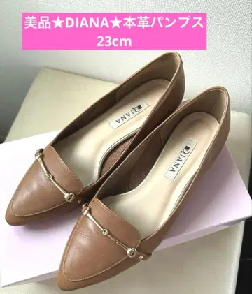 새상품급 다이애나 브라운 스무스 로퍼 금장 장식 천연 가죽