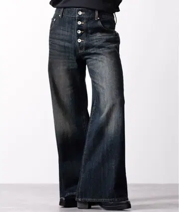 CLEL 빈티지 디자인 판탈롱 데님 팬츠 인디고 블루 M