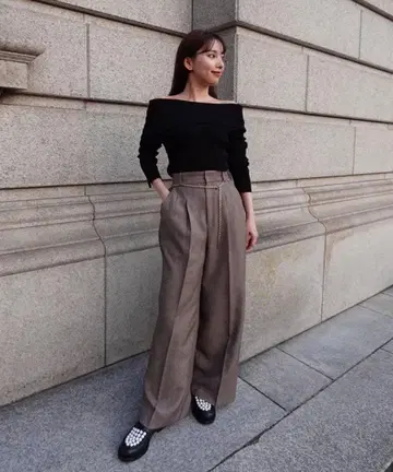 다니가와 나나 씨 콜라보 체인 와이드 팬츠