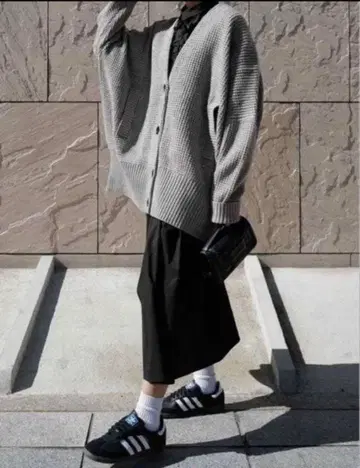 마차트 와플 편직 오버 가디건