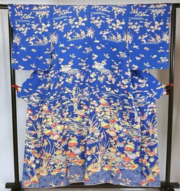 KS88 코몬 파랑 꽃무늬 익명 배송 리메이크 순수 실크 새상품급