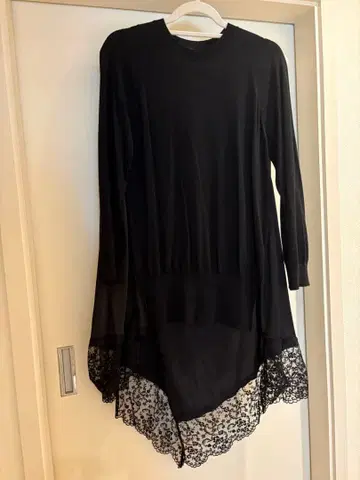 Drawer 구매 Simone Rocha 블랙 레이스 밑단 튜닉 긴팔