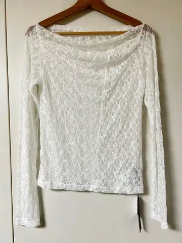 [ JEANASIS ] 택 포함 새상품 레이스 개더 보트넥 LS F