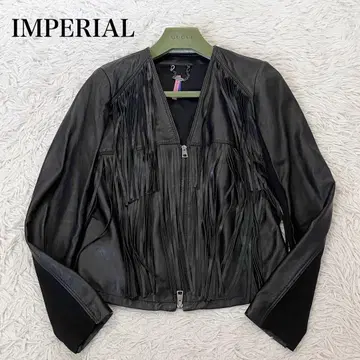 새상품급 임페리얼 가죽 자켓 라이더스 프린지 V넥 블랙