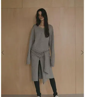 택 포함 미사용 새상품 에트레토쿄 레이어드 니트 랩스커트 GREY