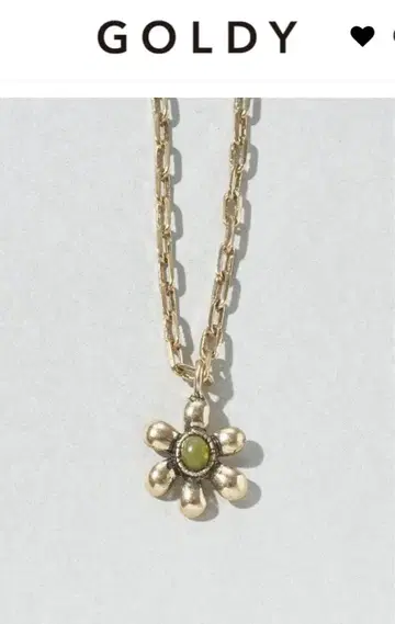 GOLDY 레트로 컬러 스톤 플라워 목걸이와 반지