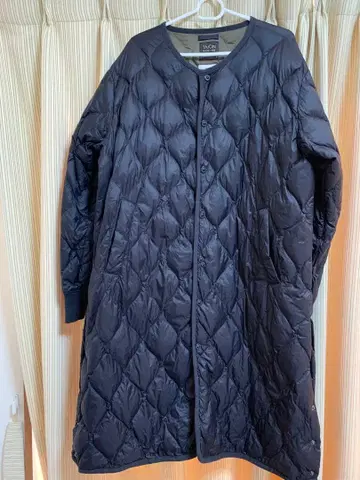 TAION 퀼팅 다운 롱 코트 블랙