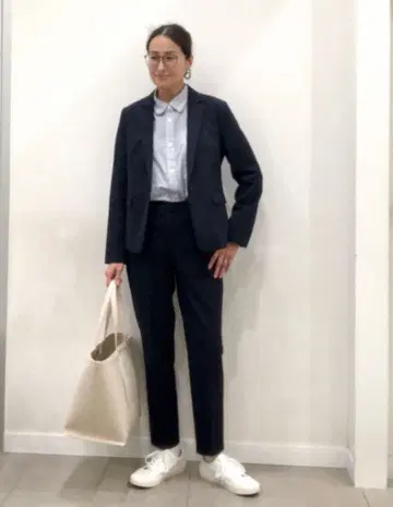 GU 워셔블 테일러드 자켓 셋업 네이비