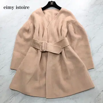 새상품급 eimy istoire 노카라 코트 미들 기장 핑크 베이지