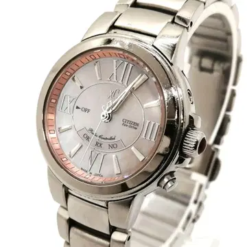 작동 시티즌 XC 손목시계 핑크 쉘 다이얼 솔라