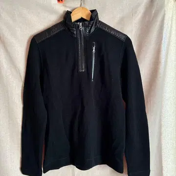 INTERMEZZO 블랙 니트 하이넥 지퍼 스웨터 남성용