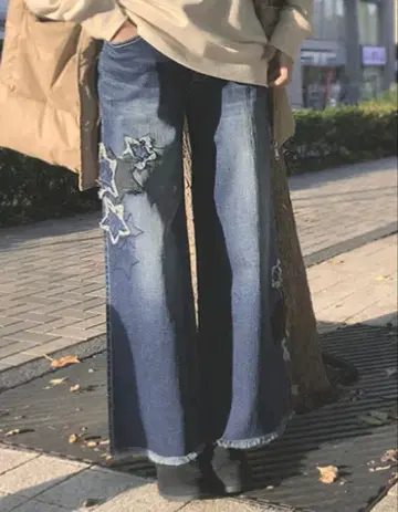 RED PEPPER 레드페퍼 여성용 스타 와펜 와이드 데님