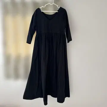 Mite 블랙 롱 원피스 7부 소매