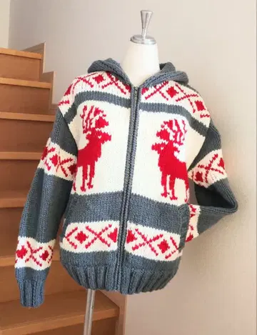 니트 후드 북유럽 사슴 루돌프 크리스마스 가디건