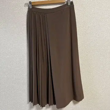 Theory 브라운 플리츠 롱 스커트