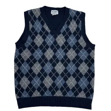 배색 [ 빔즈 ] 미들 게이지 니트 베스트 아가일