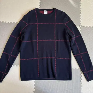 ZARA 체크 무늬 니트 스웨터 M 사이즈