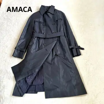 AMACA 아마카 다용도 트렌치코트 라이너 벨트 포함 네이비 L 사이즈