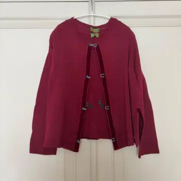 알베로베로 비즈 자수 트윈 니트 앙상블 보르도 가디건