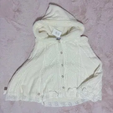 axes femme 후드 부착 니트 판초 아이보리