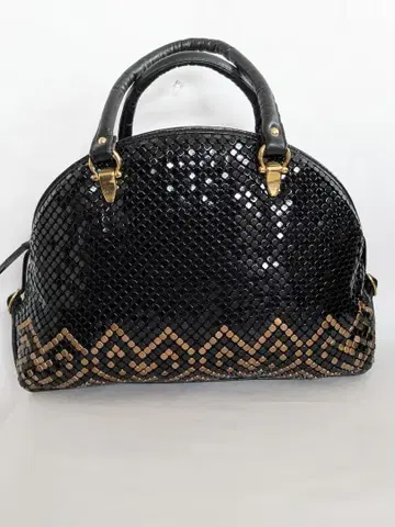 메쉬 디자인 핸드백 블랙 핸드메이드