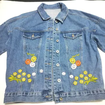 N 플러스 자수 사용 데님 자켓 인디고 M 사이즈