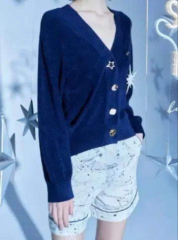 네이비 별자리 패턴 가디건 SNIDEL HOME