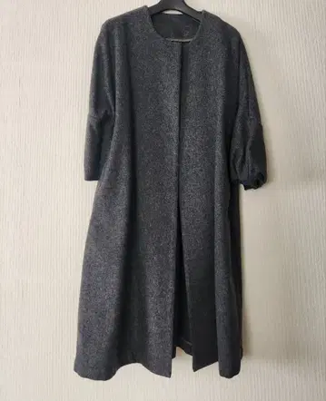 다크 그레이 롱 코트 벌룬 슬리브