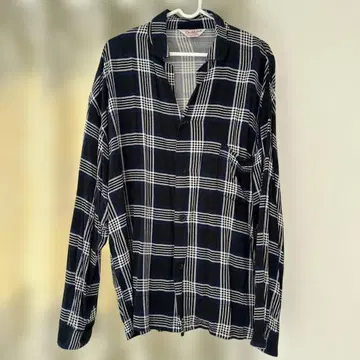 Dan River 네이비 화이트 체크 무늬 긴팔 셔츠