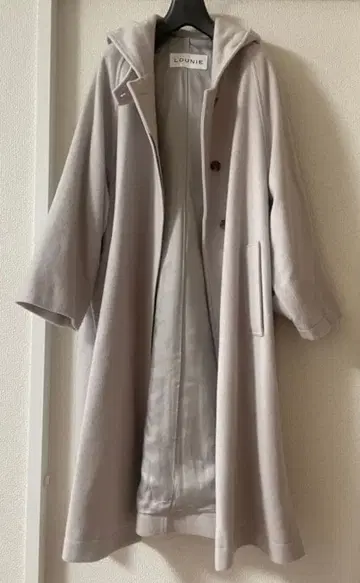 LOUNIE 루니 후드 부착 롱 코트 사이즈 40 라이트 그레이