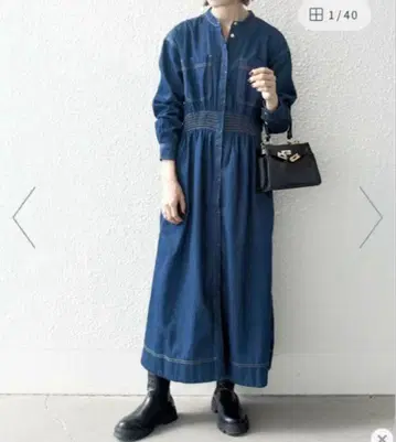 Ships any 셔링 데님 포켓 원피스