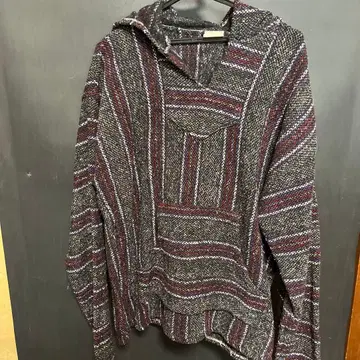 멕시칸 후드티 블랙과 빨간색 스트라이프