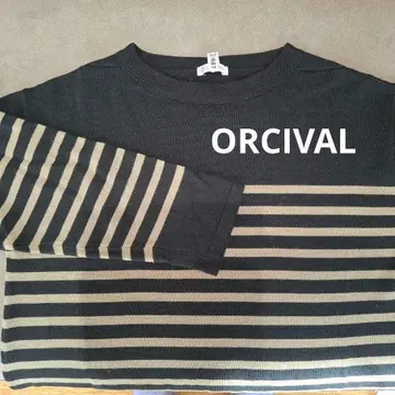 ORCIVAL 스트라이프 7부 소매 니트 원피스