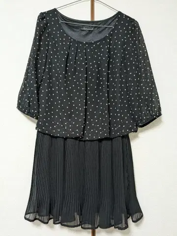 도트 무늬 7부 소매 쉬폰 원피스