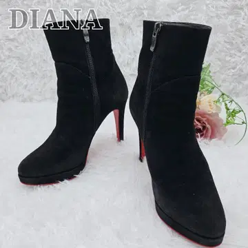새상품급 DIANA 스웨이드 사이드 지퍼 부츠 23.5cm 레드 밑창