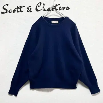 SCOTT&CHARTERS 캐시미어 100 크루넥 니트 네이비 L