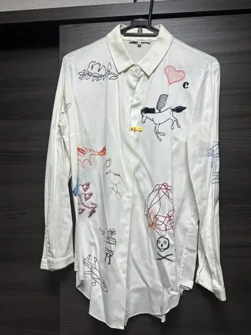 CARVEN 자수 화이트 긴팔 셔츠 칼벤 M