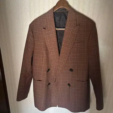 ZARA 브라운 체크 더블 브레스트 자켓