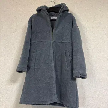 NAVY 플리스 후드 부착 코트 (블루 계열 그레이)