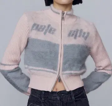 샤기 지퍼 니트