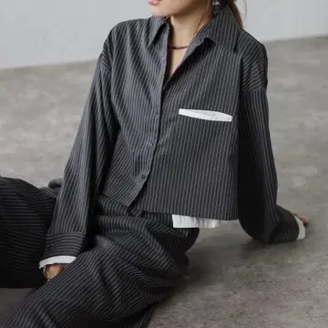[ 셋업 ] 핀스트라이프 자켓+와이드 팬츠