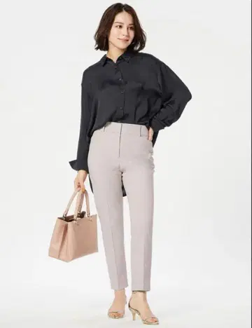 PLST 새상품 택 포함 새틴 레귤러 카라 셔츠 S 블랙