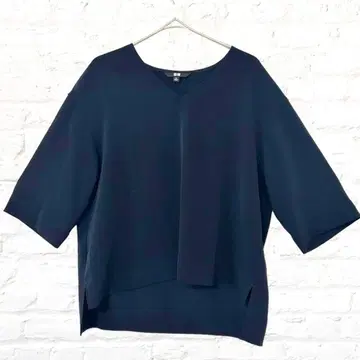 유니클로 튜닉 상의 드롭 숄더 V넥 테일 컷 무지