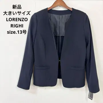 84 새상품 빅 사이즈 LORENZO RIGHI 네이비 노카라 재킷