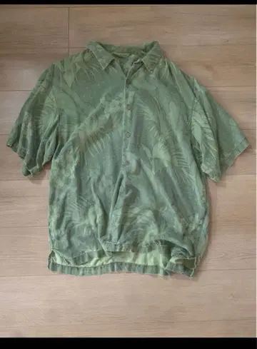 Tommy Bahama 반팔 셔츠 그린 잎 패턴