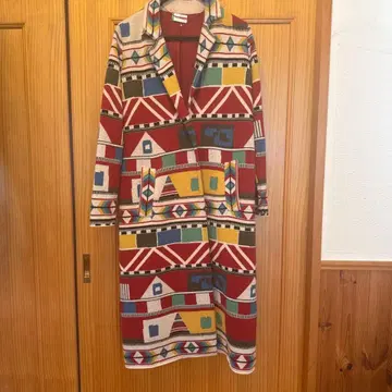 베네통 기하학 패턴 니트 롱 코트