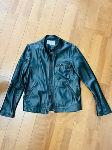 [M] UNITED ARROWS 블랙 가죽 싱글 라이더 자켓