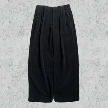 80s 90s 블랙 코듀로이 슬랙스 세로 골지 벨로아 와이드 팬츠